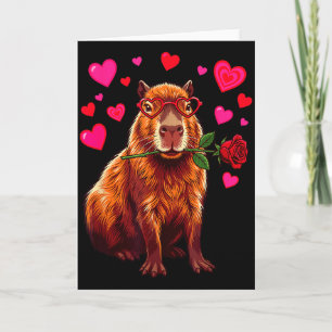 Cartão Capivara Dia dos Namorados Coração Gles Rosa Amor