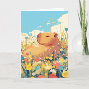 Cartão Capivara em um Campo dos Sonhos