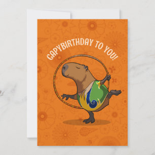 Cartão Capivara engraçada Capyaniversário para você! Danç