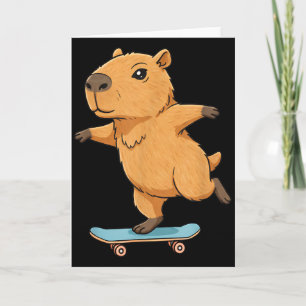 Cartão Capivara Engraçado Skatista Skate Patinadora Menin