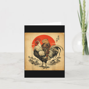 Cartão Capivara Galo Samurai Japonês Vintage Frango