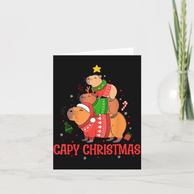 Cartão Cappy Holidays Capybara Christmas Cute Capy Xmas T (Frente)