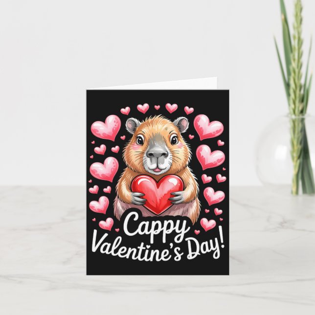 Cartão Cappy Valentine’s Day Cute Capybara Heart Design P (Frente)