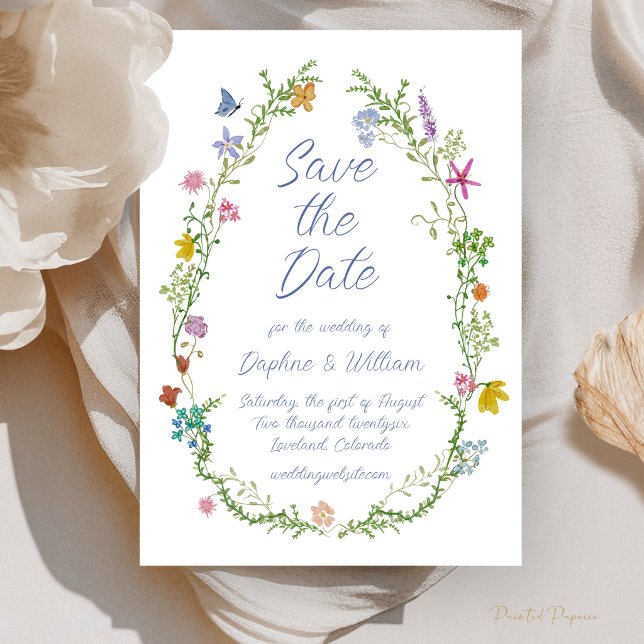Cartão Caprichoso de Salvar a Data com Florais (Whimsical Floral Save the Date Card
)