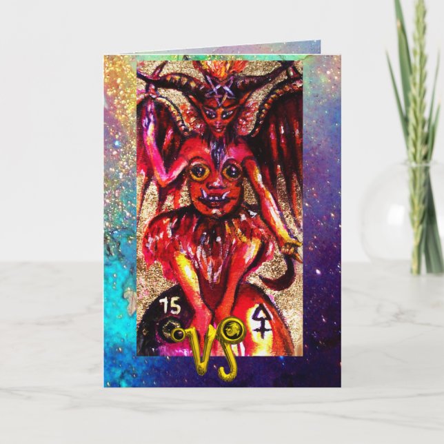 CARTÃO CAPRICORN, DEVIL,TAROT ASTROLOGY ZODIAC ANIVERSÁRI (Frente)