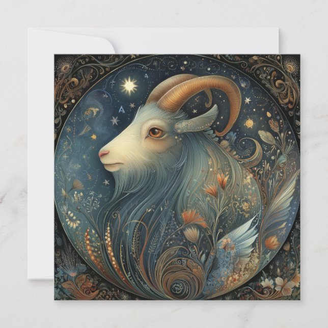 Cartão Capricorn Goat Zodiac Astrology Celestial Birthday (Frente)