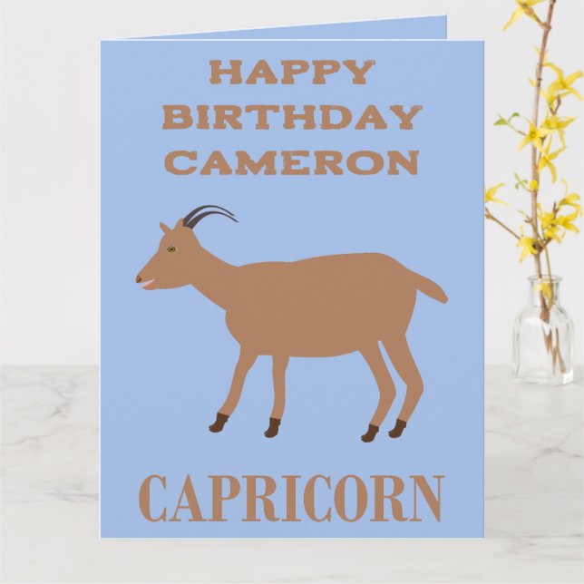 Cartão Capricorn - Sinal de Estrela - Capturar Aniversári (Flor Amarela)