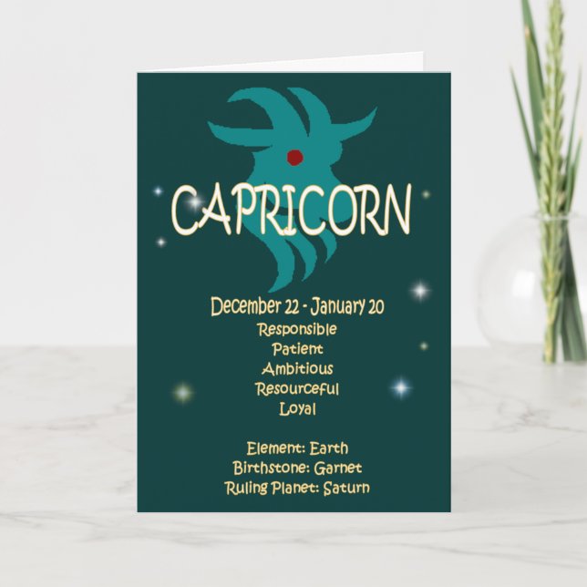 Cartão Capricorn Zodiac Birthday (Frente)
