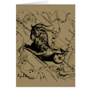 Cartão Capricórnio Constelação Hevelius 1690 em Taupe