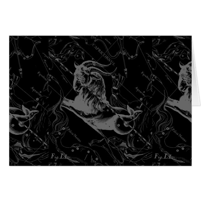 Cartão Capricórnio Constelação Mapear Hevelius Engrenando (Frente Horizontal)