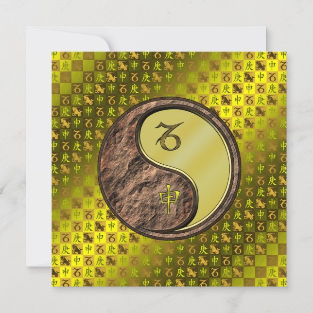 Cartão Capricórnio e macaco metálico (Frente)