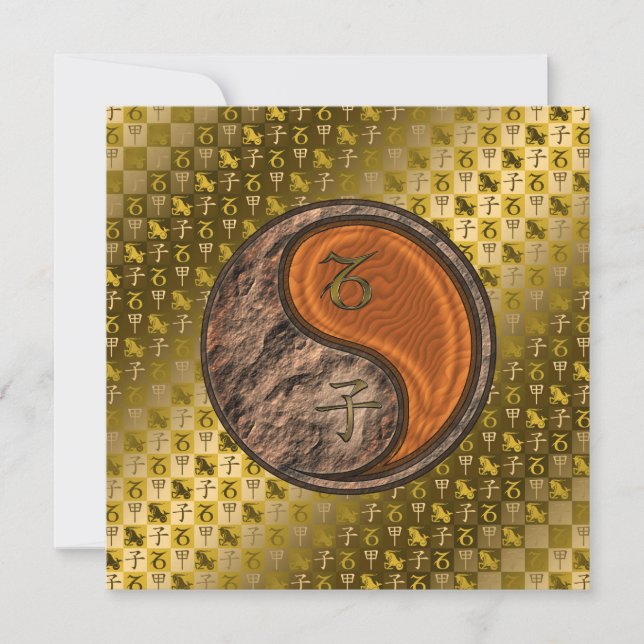 Cartão Capricórnio e rato de madeira (Frente)