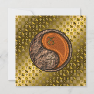 Cartão Capricórnio e rato de madeira