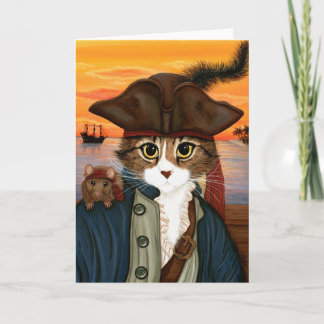 Cartão Captain Leo, Pirate Cat & Rat Fantasy Art Card