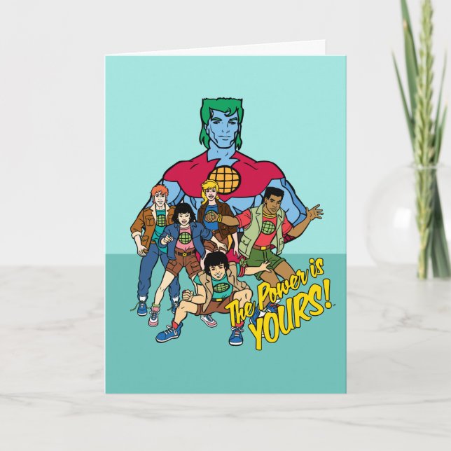 Cartão Captain Planet Group Graphic - The Power Is Yours! (Frente)
