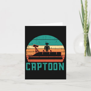 Cartão Captoon Boat Sunset Retro Pontoon Capitão Homens