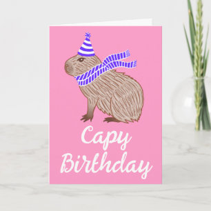 Cartão Capy Birthday Funny Capybara Lover Saudação Rosa