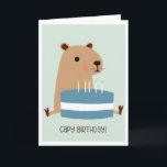 Cartão Capy Birthday Funny Punny Capybara e Cake<br><div class="desc">Capy Birthday Funny Punny Capybara e Cartão de Bolo</div>