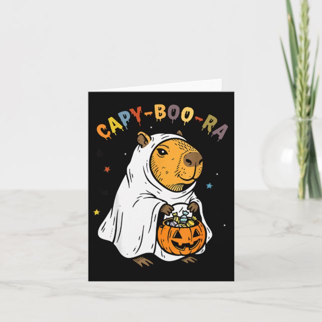 Cartão Capy-boo-ra Cappy Halloween Funny Capybara Costume (Frente)