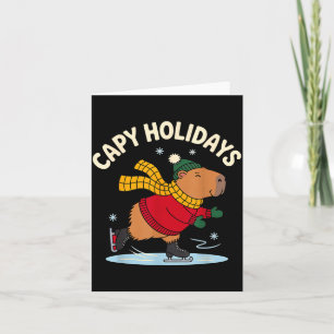 Cartão Capy Férias Patinação no Gelo Capivara Natal Diver