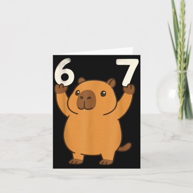Cartão Capybara 67 Meme Six Seven Funny  (Frente)