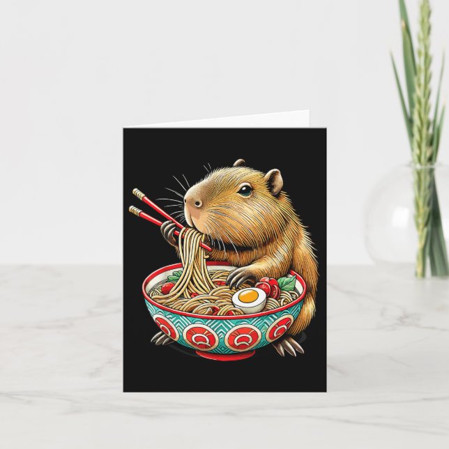 Cartão Capybara ama Noodle Capybara comendo Ram Japonês (Frente)