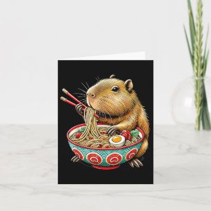 Cartão Capybara ama Noodle Capybara comendo Ram Japonês