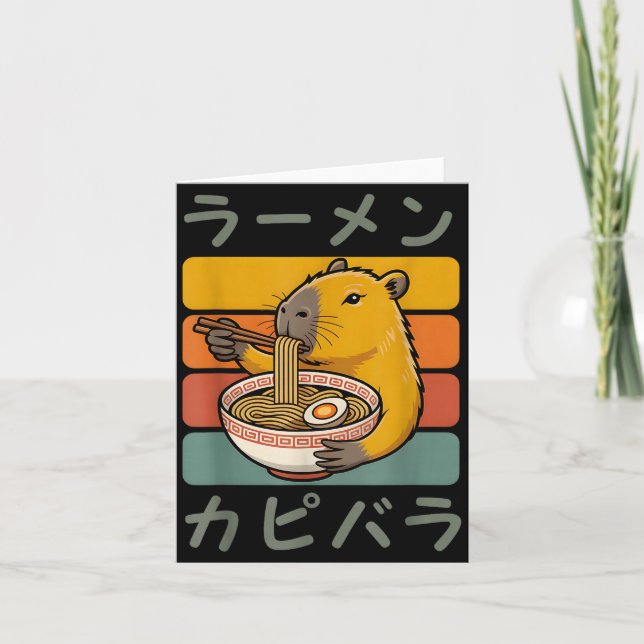 Cartão Capybara Anime Graphic Ramen Kawaii Japanese Vinta (Frente)