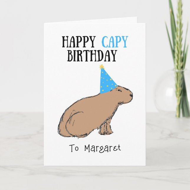 Cartão Capybara Birthday - Bicho-de-Boca-Boca (Frente)