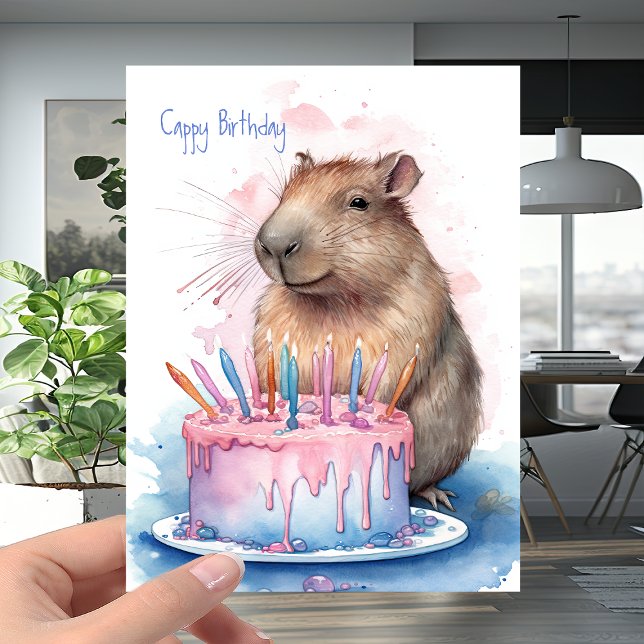 Cartão Capybara + Bolo de Velas - Feliz Aniversário de "C (Criador carregado)