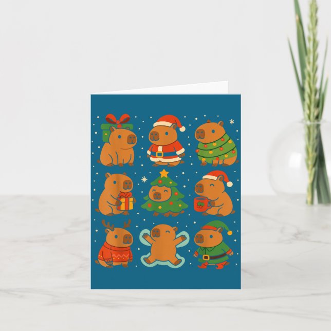 Cartão Capybara Christmas Shirt, Funny Capy Holidays  (Frente)