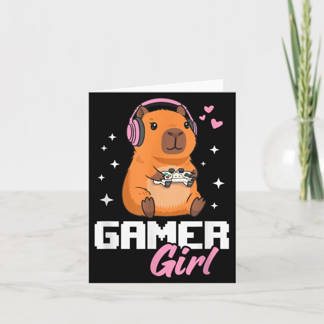 Cartão Capybara Gamer Girl Gaming  (Frente)