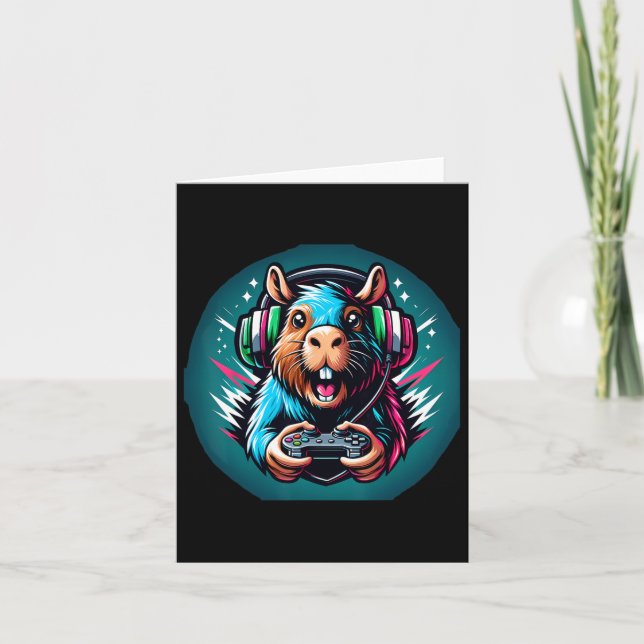 Cartão Capybara Gaming de Videogame  (Frente)