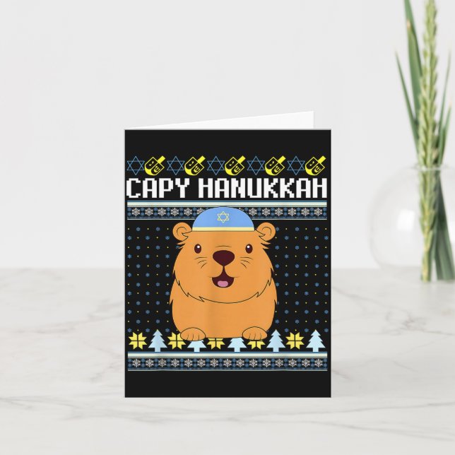 Cartão Capybara Hanukkah Capy Hanukkah Chanukah Jewish Ki (Frente)