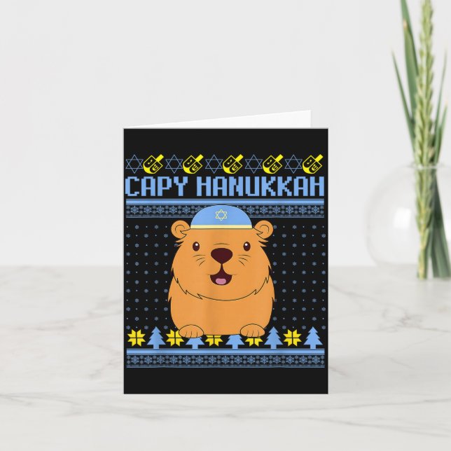Cartão Capybara Hanukkah Capy Hanukkah Chanukah Jewish Ki (Frente)