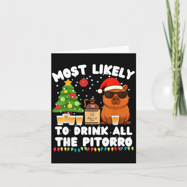 Cartão Capybara Most Likely To Drink All The Torro Funny  (Frente)