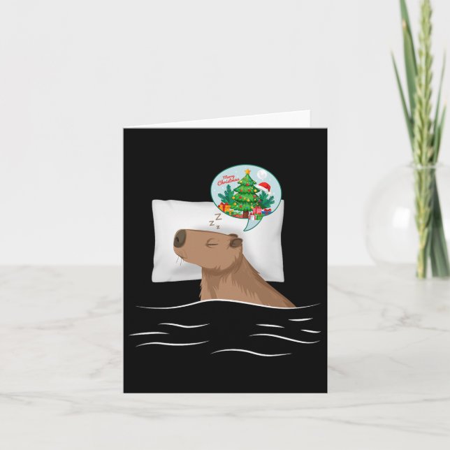 Cartão Capybara Sleep Night Xmas Rodent Christmas Dream C (Frente)