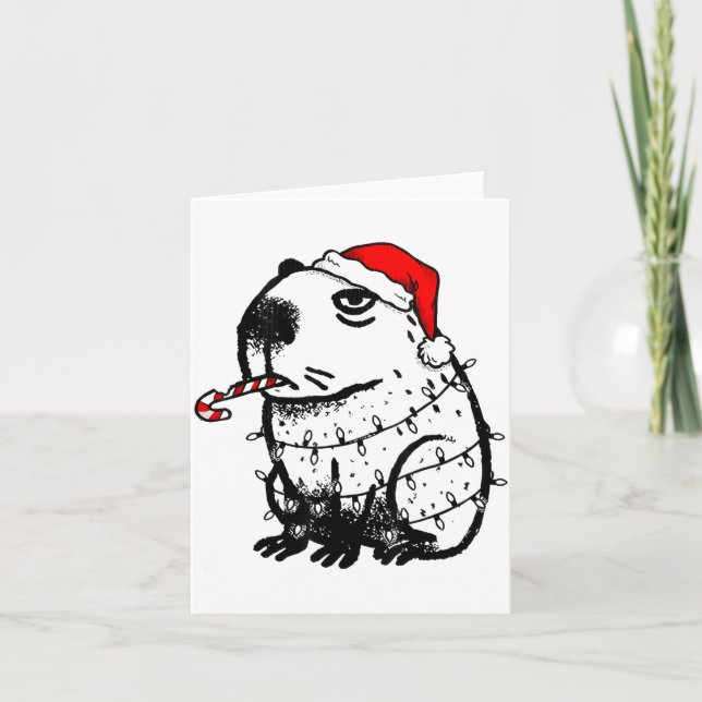 Cartão Capybara Smoking Christmas Ugly Cigarette Gen Z  (Frente)
