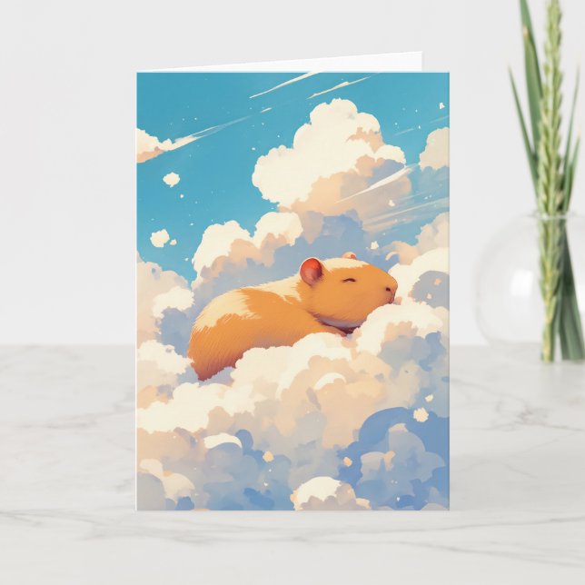 Cartão Capybara Sonhando nas Nuvens (Frente)