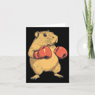Cartão Capybara Vestida Como Uma Boxer Engraçada