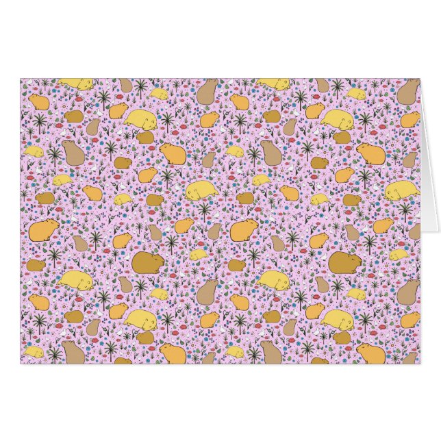 Cartão Capybaras a rosa (Frente Horizontal)