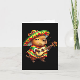 Cartão Capybyra Sombrero Guitar Cinco De Mayo Kid Mexican