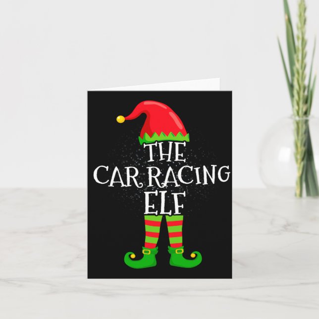 Cartão Car Racing Elf Family Matching Christmas Group  (Frente)