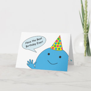 Cartão Cara Azul com Festa Feliz Aniversário