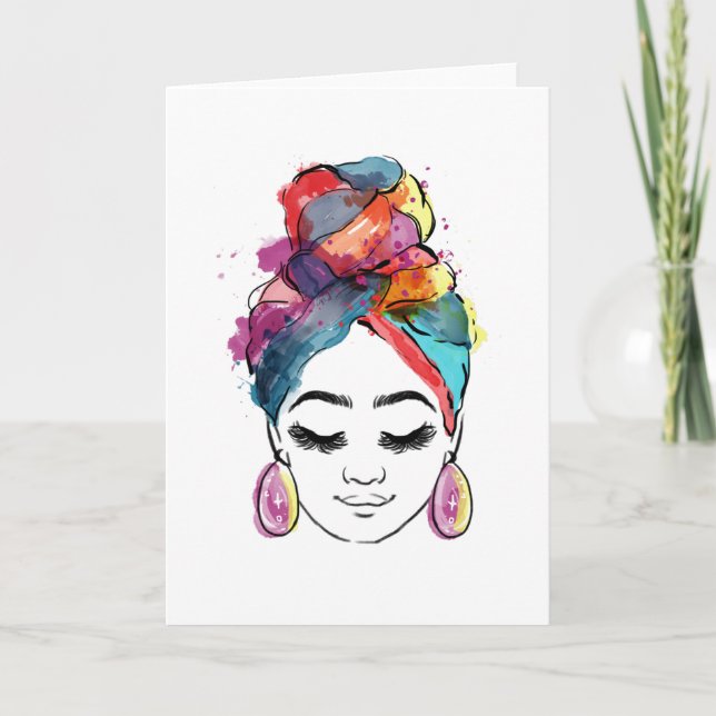 CARTÃO CARA DA MULHER AFRICANA AMERICANA (Frente)