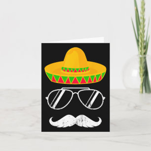 Cartão Cara de Bigode de Sombrero Mexicano Engraçado para