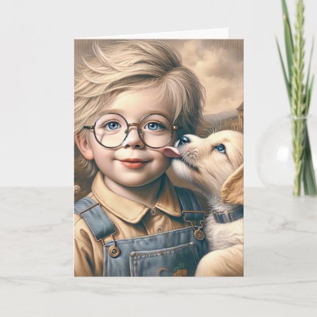 Cartão Cara de Garotinho Cachorro (Frente)