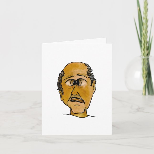 Cartão Cara engraçada maravilhando com o pombo ou a estát (Frente)