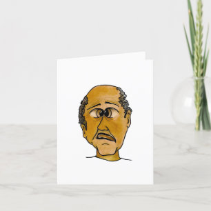 Cartão Cara engraçada maravilhando com o pombo ou a estát