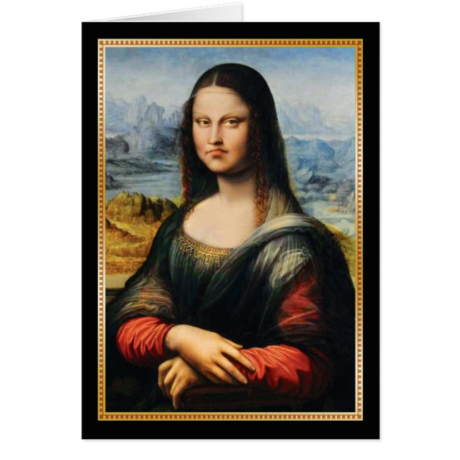 Cartão Cara mal-humorada de da Vinci Mona Lisa (Frente)